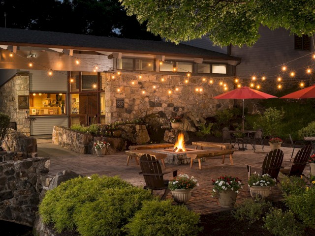 Small groups take advantage of the firepit on our front patio for private fireside chats and receptions