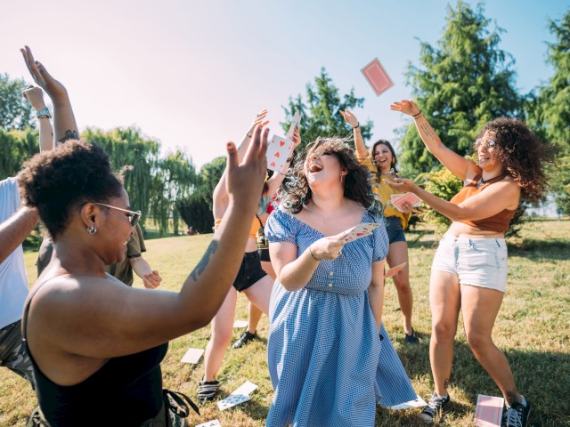 People dancing to the music outdoors